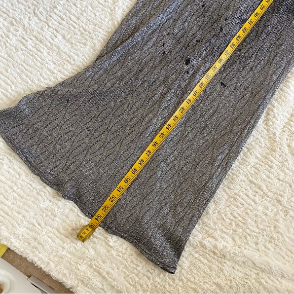 Cache Silver Metallic Beaded Embellished Evening Gown Maxi Dress 0 XS Y2K - Picture 15 of 16